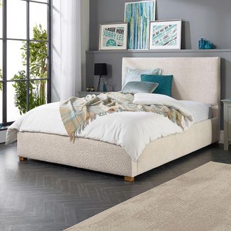 Aspire Home Accents Boucl&eacute; Upholstered Garland Ottoman Bed Frame in Cream | Size: Double