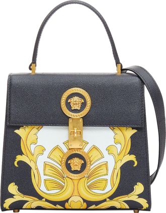 Versace Tribute Icon black gold Barocco calfskin Medusa crossbody satchel bag