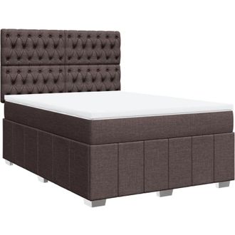 vidaXL Vidaxl - Cama Box Spring Con Colch&oacute;n Tela Marr&oacute;n Oscuro 140x190 Cm