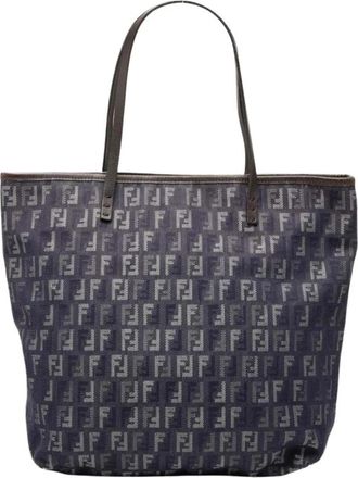 Fendi Pre-owned Printed Tote Bag - Dames - Vintage Shopper - Blauw - ONE Size - Vintage