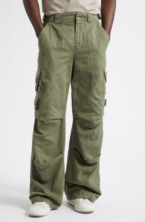 Balmain Cotton & Linen Cargo Pants in 7Ec Green at Nordstrom, Size 36 Us