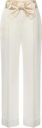 Valentino Garavani Wijde broek - Dames - Wijde Broeken - Wit - M - Leer - Broeken