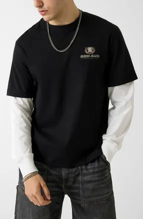 Guess Layered Look Graphic T-Shirt in Jblack-Black at Nordstrom, Size Xx-Large