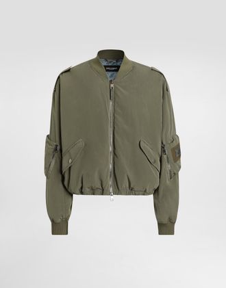 Dolce & Gabbana Wavy Nylon Bomber Jacket - Man Coats And Jackets Multicolor Xl