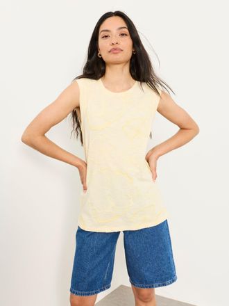 Fat Face FatFace Embroidered Sleeveless Tank Top in Yellow