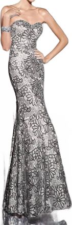 Alyce Paris Strapless Mermaid Prom Dress In Silver