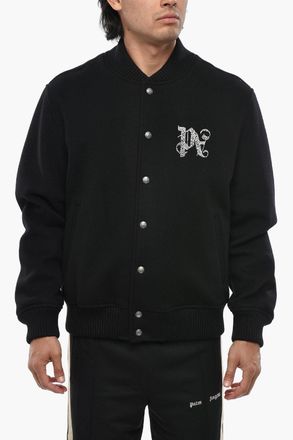 Palm Angels Nylon and Virgin Wool Varsity Jacket With Logo Buttons Palm Angels
