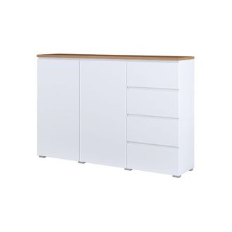 Petits Meubles Liko aparador de 2 puertas paneles laminados blanco y madera