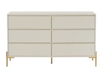 VENTE-UNIQUE.COM C&oacute;moda 6 cajones - mdf y metal - beige y dorado - korasawordwrap{70}}
