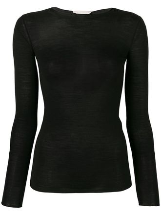 Stella McCartney sheer slim fit top - women - Virgin Wool - 40 - Black