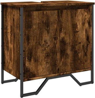 vidaXL Vidaxl - Armario lavabo baño madera ingeniería roble ahumado 60x35x60 cm