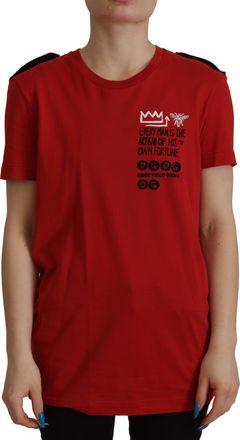 Dolce & Gabbana Womens Tsh7845 Red Graphic Tee Cotton - Size EU 36 (Womens)