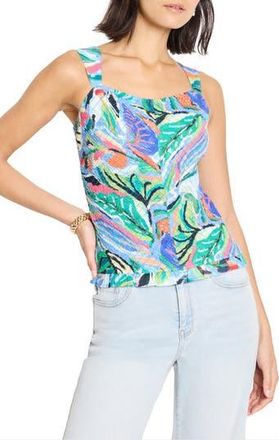 Nic+Zoe Island Beat Smocked Tank in Blue Multi at Nordstrom Rack, Size Xx-Large