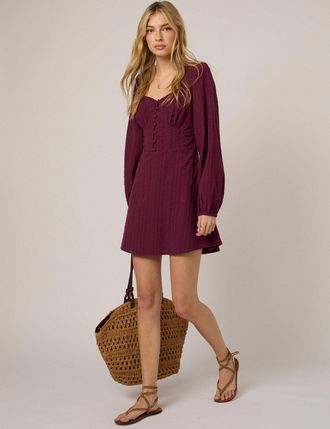 Nobody's Child Plum Long Sleeve Melody Mini Dress