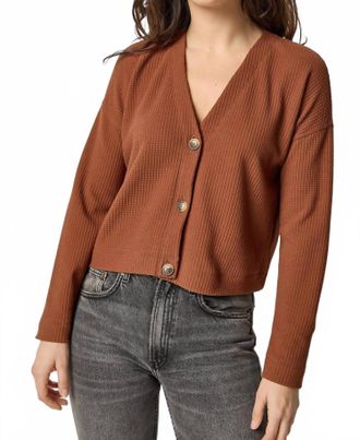 Lilla P Long Sleeve Cardigan In Praline