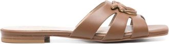 Pinko Sliders, female, Brown, Size: 10 US Brown Sandals with Cut-Out Detailing