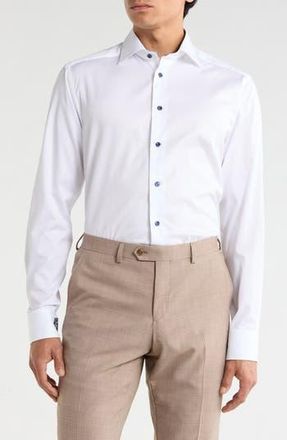 Eton Floral Effect Slim Fit Signature Twill Dress Shirt in White at Nordstrom Rack, Size 15.5