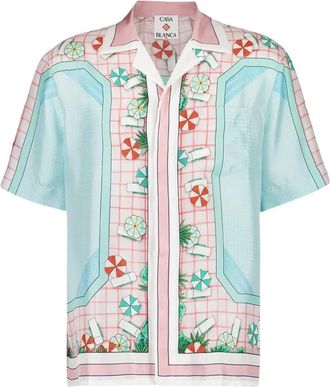 Casablanca Copacabana Silk Twill Cuban Shirt - Heren - Korte mouwen Overhemden - Veelkleurig - L - Overhemden