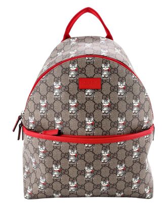 Gucci Brown Printed Gg Coated Canvas Childrens Zip Backpack Small (Authentic Pre-Loved)