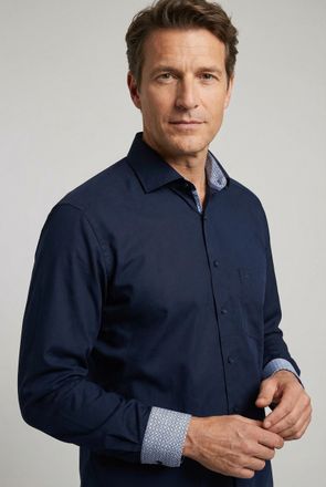 Olymp Langarmhemd OLYMP Luxor modern fit, Herren, Gr. 37, N-Gr, kobalt, Web, Obermaterial: 100% Baumwolle, 2-Knopf-Manschette, Hemden Langarmhemd, modern fi