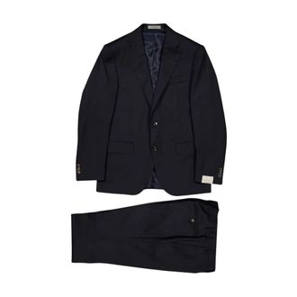 Corneliani Gevoerd Wollen Kostuum - Heren - Pakken - Blauw - Maat: M Wol