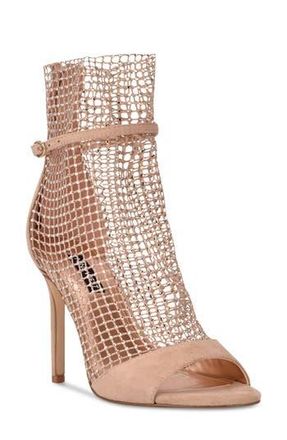 Nine West Imery Rhinestone Fishnet Bootie in Light Natural 110 at Nordstrom Rack, Size 6.5