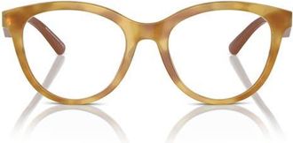 Emporio Armani 52mm Cat Eye Optical Glasses in Shiny Light Havana /Demo Lens at Nordstrom