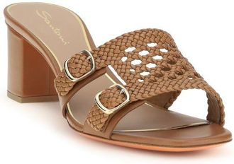 Santoni Womens Beige Calf Leather Bos Taurus Platform Sandals