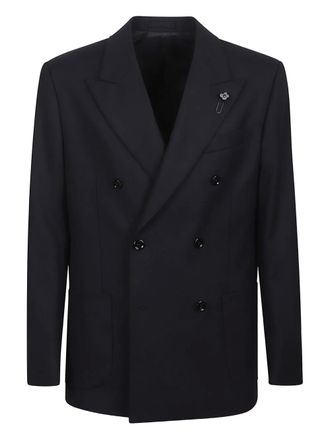 Lardini double-breasted wool blazer - Blue