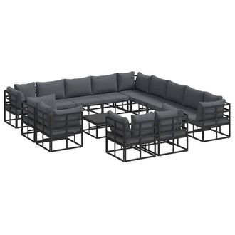 Berkfield Home Garden Sofa Set 14 pcs Black 70 x 70 x 32 cm Aluminium