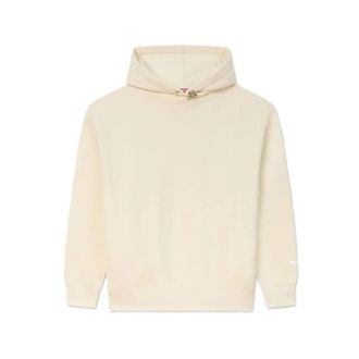 Kenzo Hoodies, female, Beige, Size: S Felpa oversize con cappuccio e spilla in cotone Boke Flower