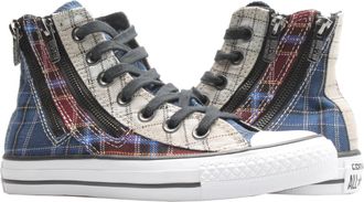 Converse Womens Converse Chuck Taylor All Star Dual Zip Hi Plaid White/Bordeau Sneakers 549575C