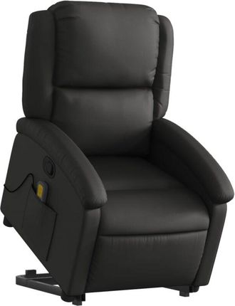 vidaXL Vidaxl - Sill&oacute;n Reclinable De Masaje Elevable Cuero Aut&eacute;ntico Negro