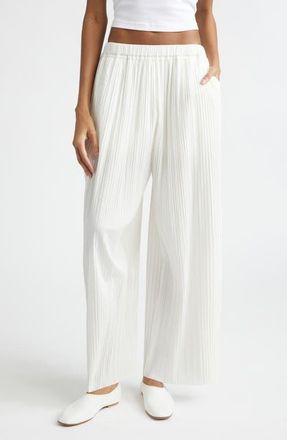 EENK Pleated Straight Leg Pants in Ivory at Nordstrom, Size Medium