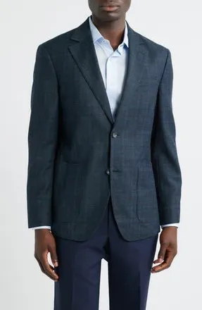 Nordstrom Dark Teal Plaid Virgin Wool Sport Coat in Teal Plaid Horizon at Nordstrom Rack, Size 36