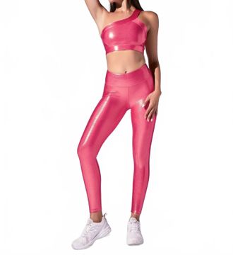 Heroine Sport Stylish One Shoulder Y Bra In Fire Coral