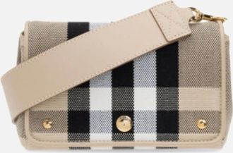 Burberry Womens Mini Hackberry Canvas Crossbody Bag - Tan - Size: UNI