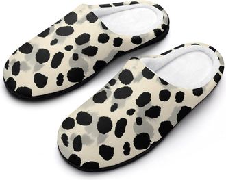 Generic Dalmatian Dog Skin Dots Pattern Mens Cozy Cotton Slippers with Memory Foam Lightweight Anti-skid House Shoes for Indoor Outdoor