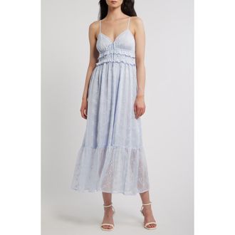 All in Favor Ruffle Hem Eyelet Dress in Light Blue at Nordstrom, Size X-Small