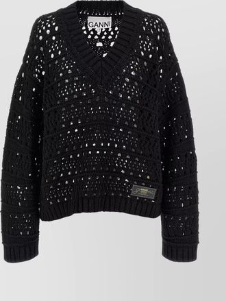 Ganni crochet v-neck jumper