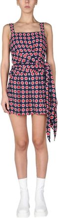 Moschino Jurk met Polka Dot Print en Gekreukelde Taille - Dames - Korte kleedjes - Veelkleurig - 2XS - Kleedjes
