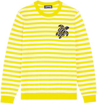Vilebrequin logo-embroidered striped sweatshirt - men - Cotton - L - Yellow