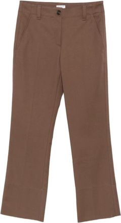 Brunello Cucinelli Slim Flared Pants - Dames - Wijde Broeken - Bruin - M - Katoen - Broeken