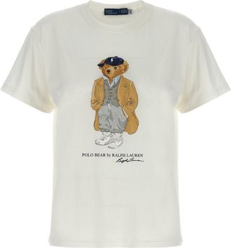 Polo Ralph Lauren Polo Bear T Shirt Bianco-Donna