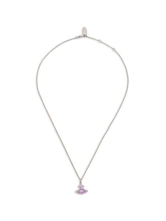 Vivienne Westwood Intricate Silver-Tone Necklace with Light Purple Gemstone Pendant
