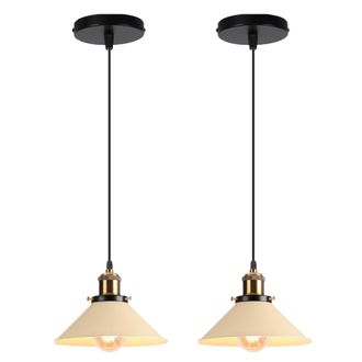 OEM Lustre Suspension - Fer - Abat-jour Negro - Casquillo E27 - 40 W - Para Sal&oacute;n Pasillo Restaurante - 2 Unidades