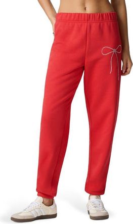 Florence By Mills Crystal Bow Detail Joggers in Scarlet at Nordstrom, Size Xx-Large
