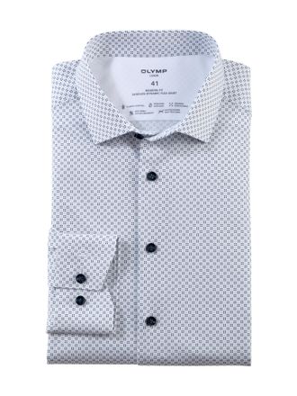 Olymp Businesshemd OLYMP Luxor 24/Seven Modern Fit, Herren, Gr. 37, N-Gr, weiss (wei&szlig;), Web, Obermaterial: 64% Baumwolle, 27% Polyester, 9% Elasthan, 2-Knop