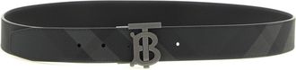 Burberry Black Grey Check Reversible Buckle Belt