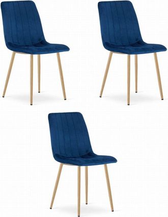 OEM Silla Lava - Terciopelo Azul Marino / Patas Color Madera X 3